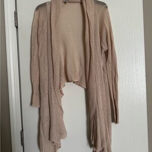 Beige Open-Front Draped Women's Cardigan